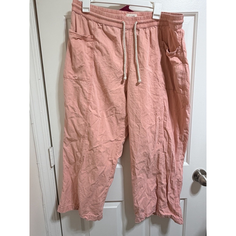 Pact cotton double gauze pull on pants Size XL Organic Boho Coastal Resort Peach
